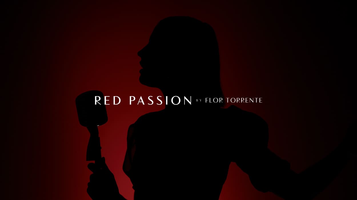 Silueta de Flor Torrente con el siguiente sobreimpreso Red Passion by Flor Torrente